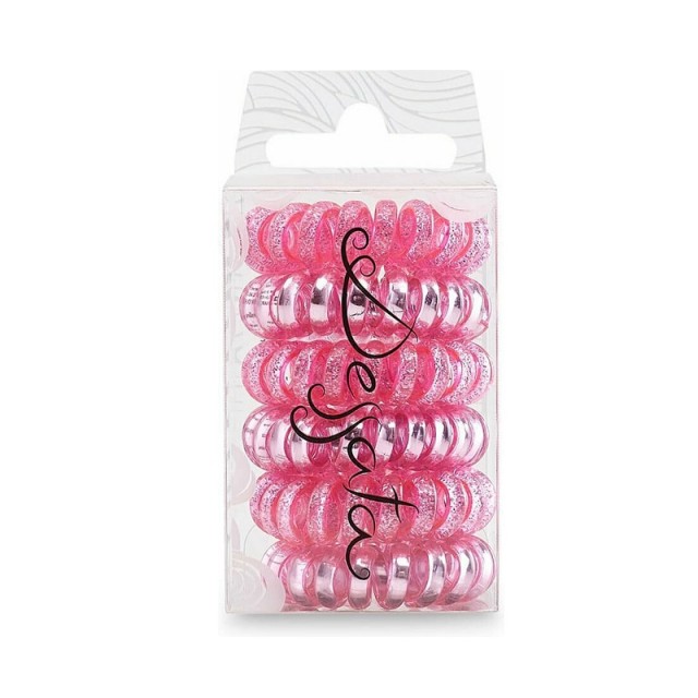 Dessata Hair Ties Fuchsia Metal Λαστιχάκια Μαλλιών Χρώμα Φούξια Μεταλλικό 6τεμ