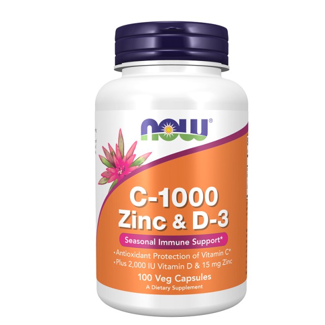 Now Foods C-1000 Zinc & D-3 Βιταμίνη για Ανοσοποιητικό 100 φυτικές κάψουλες