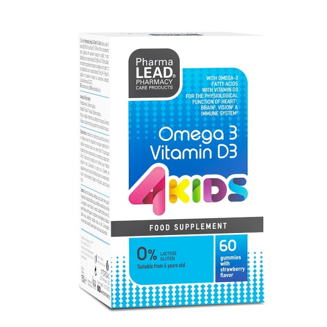 Pharmalead 4 Kids Omega 3 & Vitamin D3 Κατάλληλο για Παιδιά 60 ζελεδάκια Φράουλα