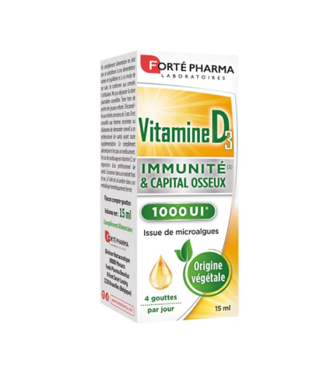 Forte Pharma - Vitamine D3 1000ui Συμπλήρωμα Διατροφής Με Βιταμίνη D3 Φυσικής Προέλευσης Σε Υγρή Μορφή - 15ml