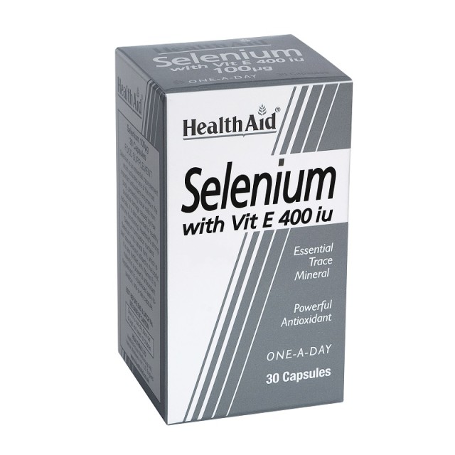 Health Aid Selenium 100mg & Vitamin E Συμπλήρωμα με Σελήνιο & Βιταμίνη Ε για τον Θυροειδή 400iu 30 κάψουλες