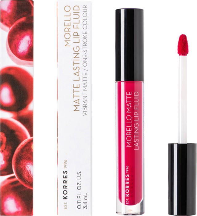 Korres Morello Matte Lasting Lip Fluid 29 Strawberry Kiss - Υγρό Κραγιόν Με Ματ Αποτέλεσμα, 3.4ml