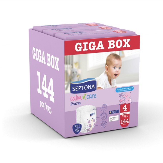 Septona Calm n Care Giga Box Πάνες - Βρακάκι No4 (7-13kg) 144τεμ. (3x48τεμ.)