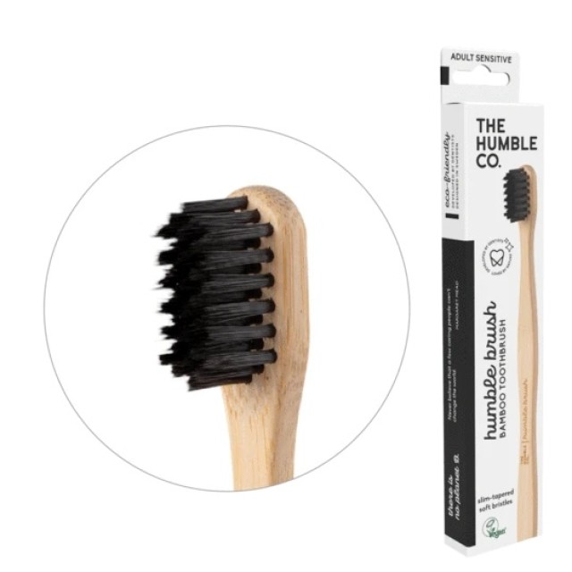 THE HUMBLE CO Humble Brush, Οδοντόβουρτσα Bamboo Ενηλίκων - Sensitive Μαύρο