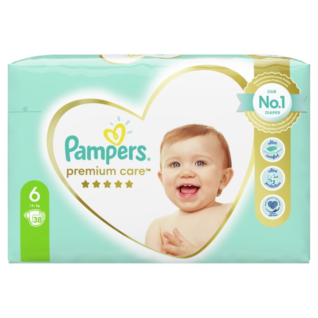 Pampers Premium Care No 6 (13+kg) Jumbo Πάνες 38Τμχ