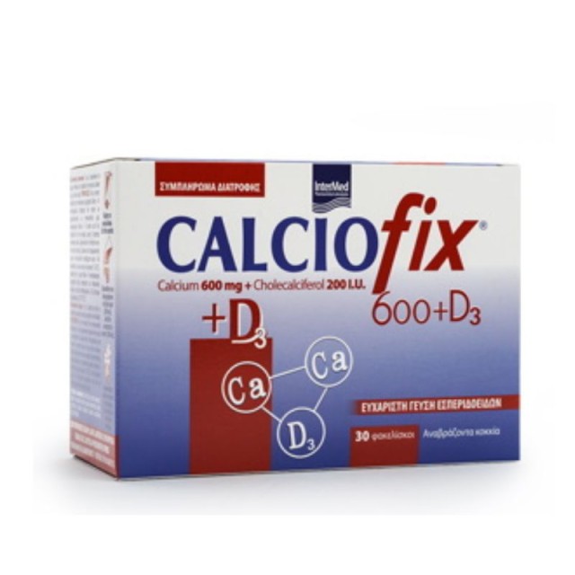 Intermed Calciofix Κοκκία 600mg Ασβεστίου & 200IU D3 30 Φακελίσκοι