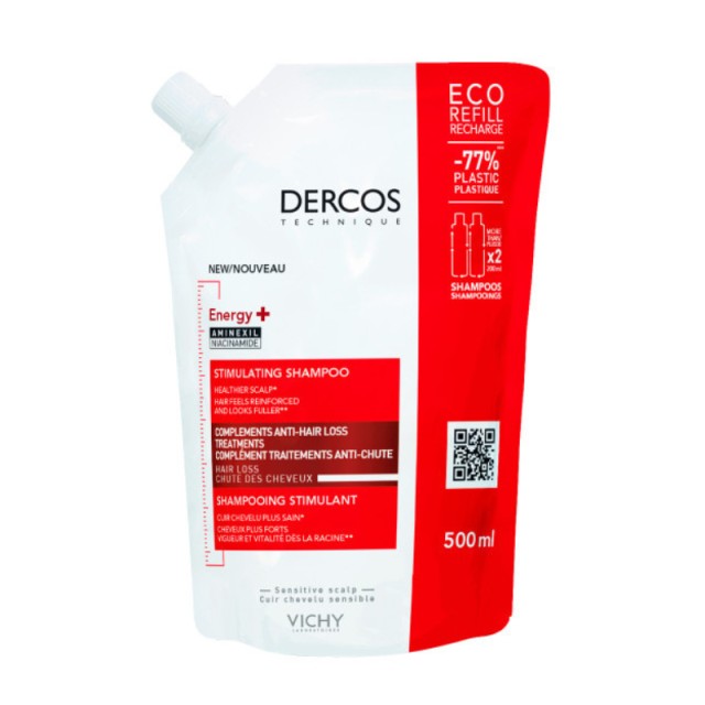 Vichy Dercos Energy+ Refill  Δυναμωτικό Σαμπουάν κατά της Τριχόπτωσης Ανταλλακτικό 500ml