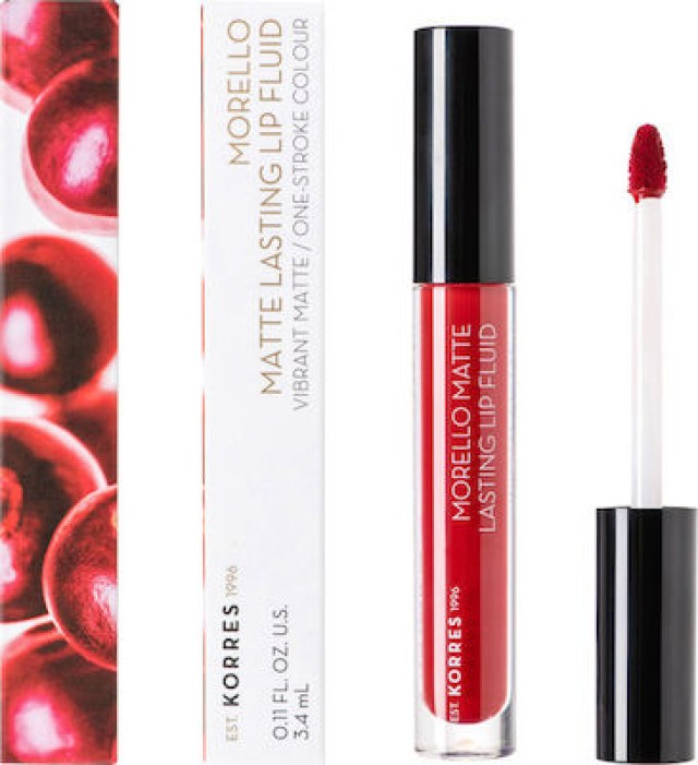 Korres Morello Matte Lasting Lip Fluid 59 Brick Red Υγρό Κραγιόν 3.4ml