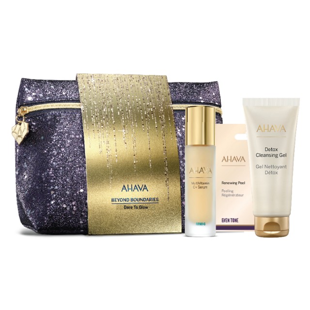 Ahava Xmas Promo Pack Dare To Glow Multivitamin C+ Serum 30ml & Detox Cleansing Gel 100ml & Facial Renewing Peel 8ml