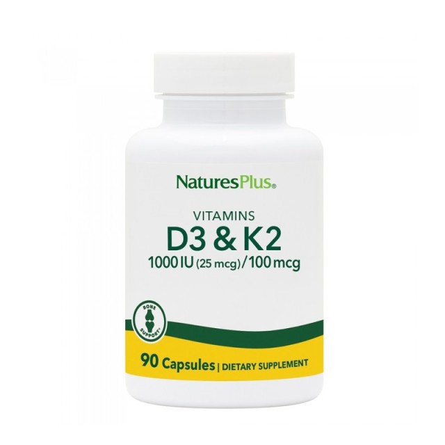 Natures Plus Vitamin D3 1000 IU W/K2 100 MCG  90 φυτικές κάψουλες